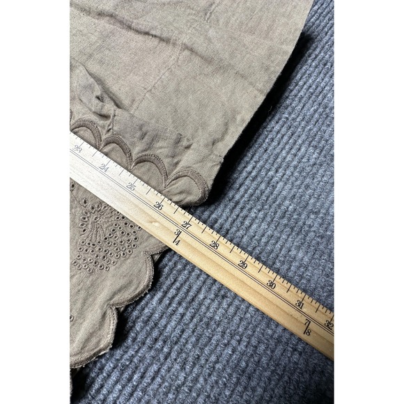 J Jill Skirt Womens 10 Brown 100% Linen A-Line Midi Embroidered Scallop Hem - Picture 2 of 9
